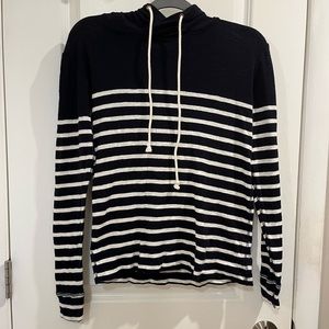 J. Crew Cotton Hooded Shirt Women’s Size XS Navy Stripe